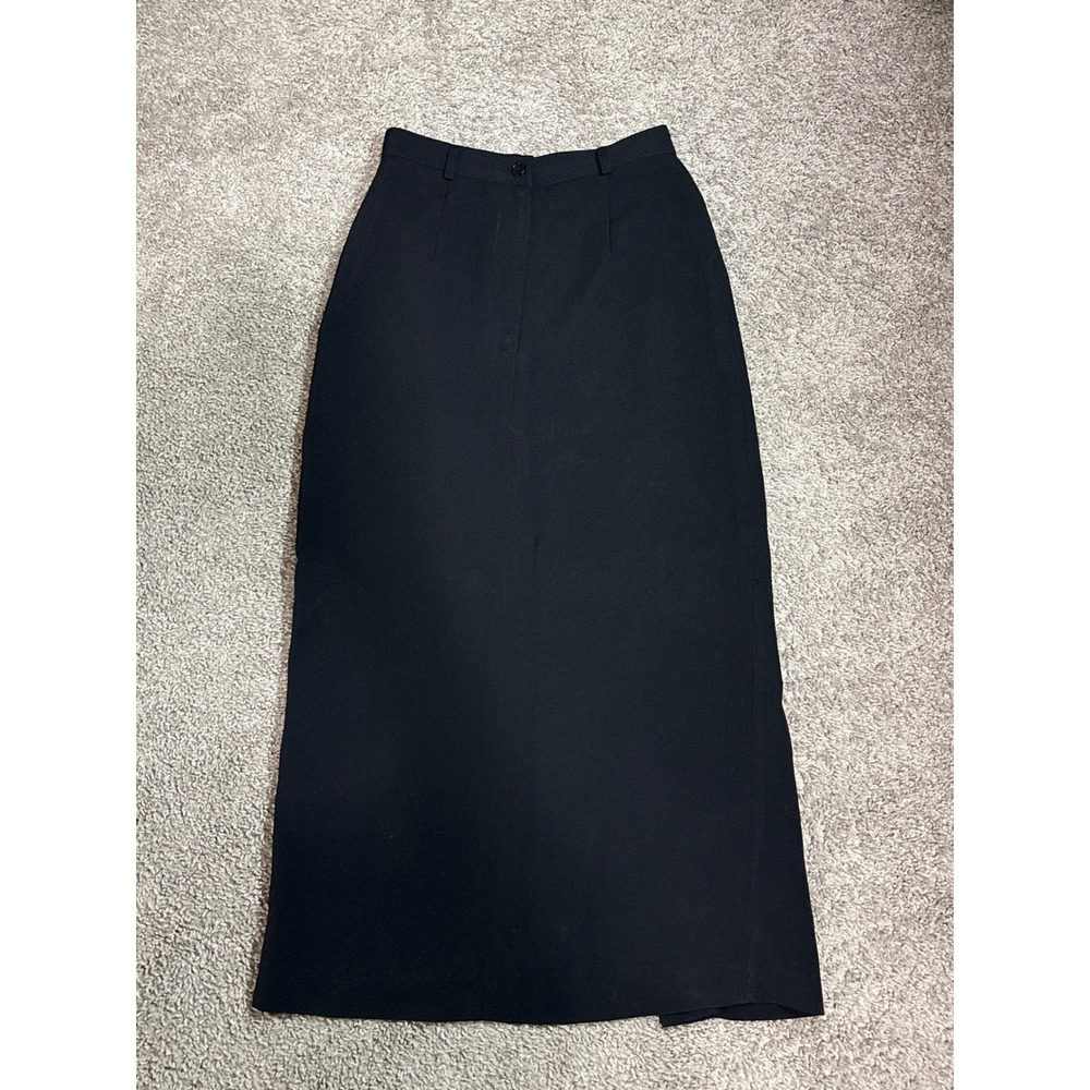J.G. Hook Collection Petite Black Maxi Skirt Size 2P High Waist Lined Slit y2k